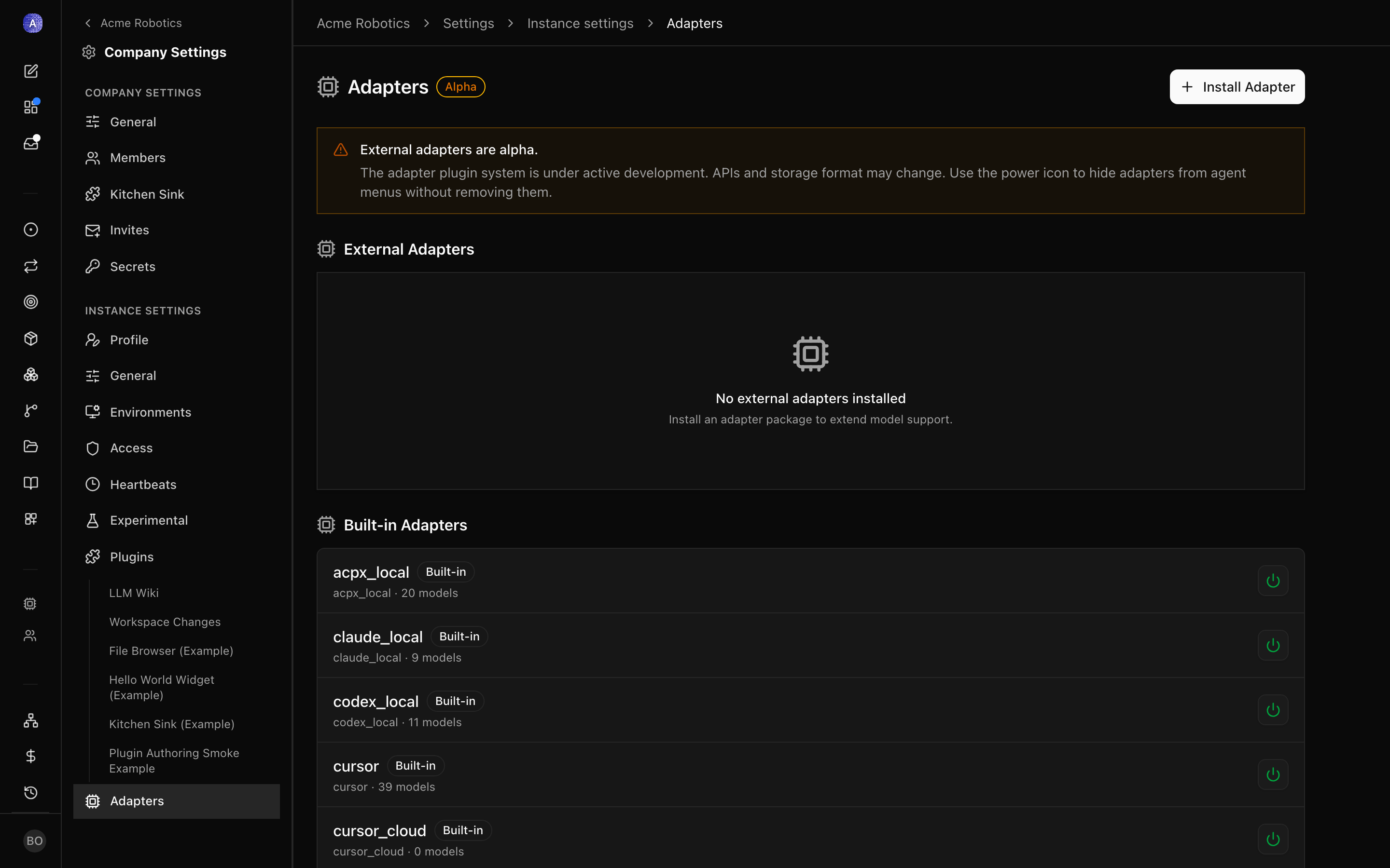 Adapter Manager list