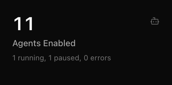 Agent Status panel showing counts by state: active, running, error, and paused