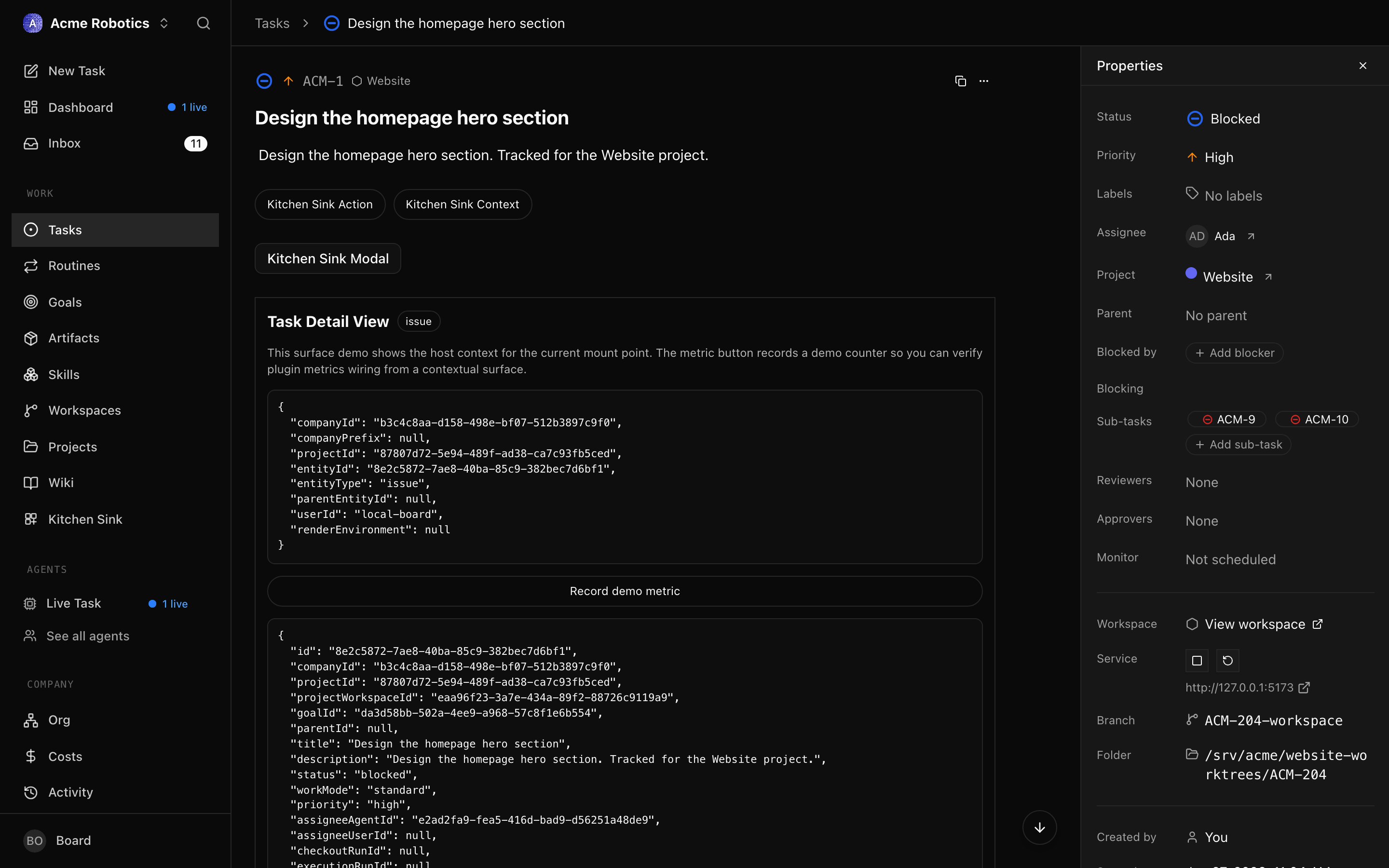 Detail sidebar