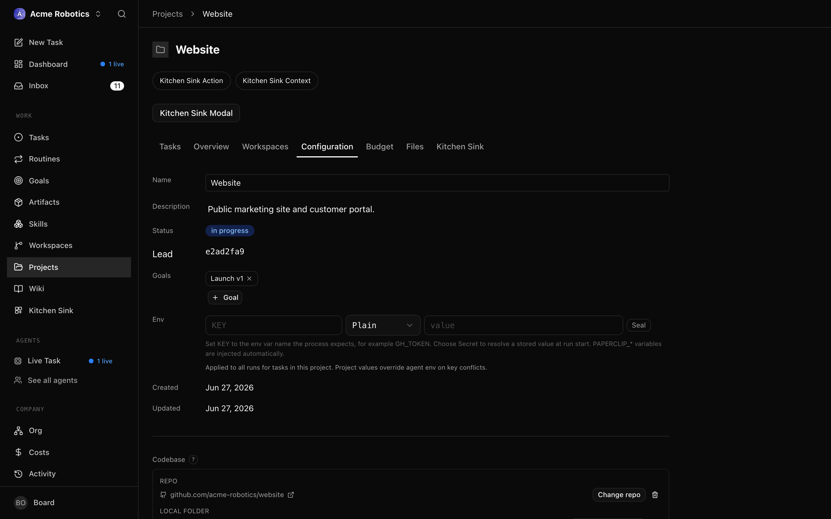 Configuration tab